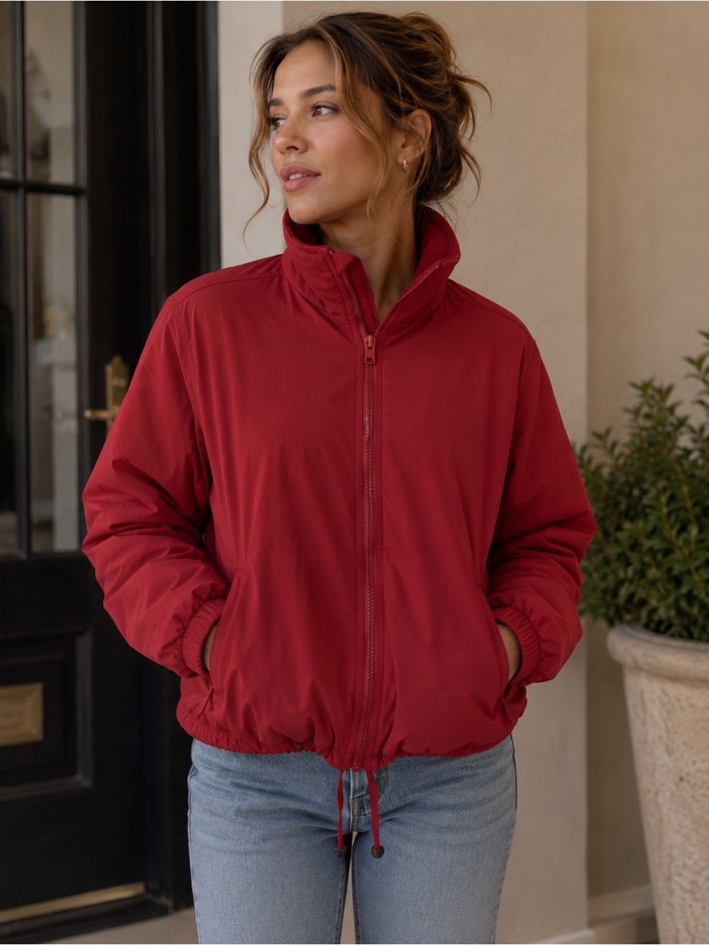 90’s Vintage L.L. Bean Red Fleece lined Jacket